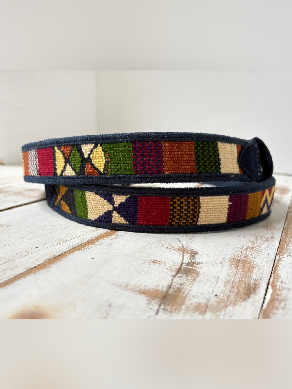 Ecuadorian artisan handwoven belt Faja geometric colorful unique unisex sz 42